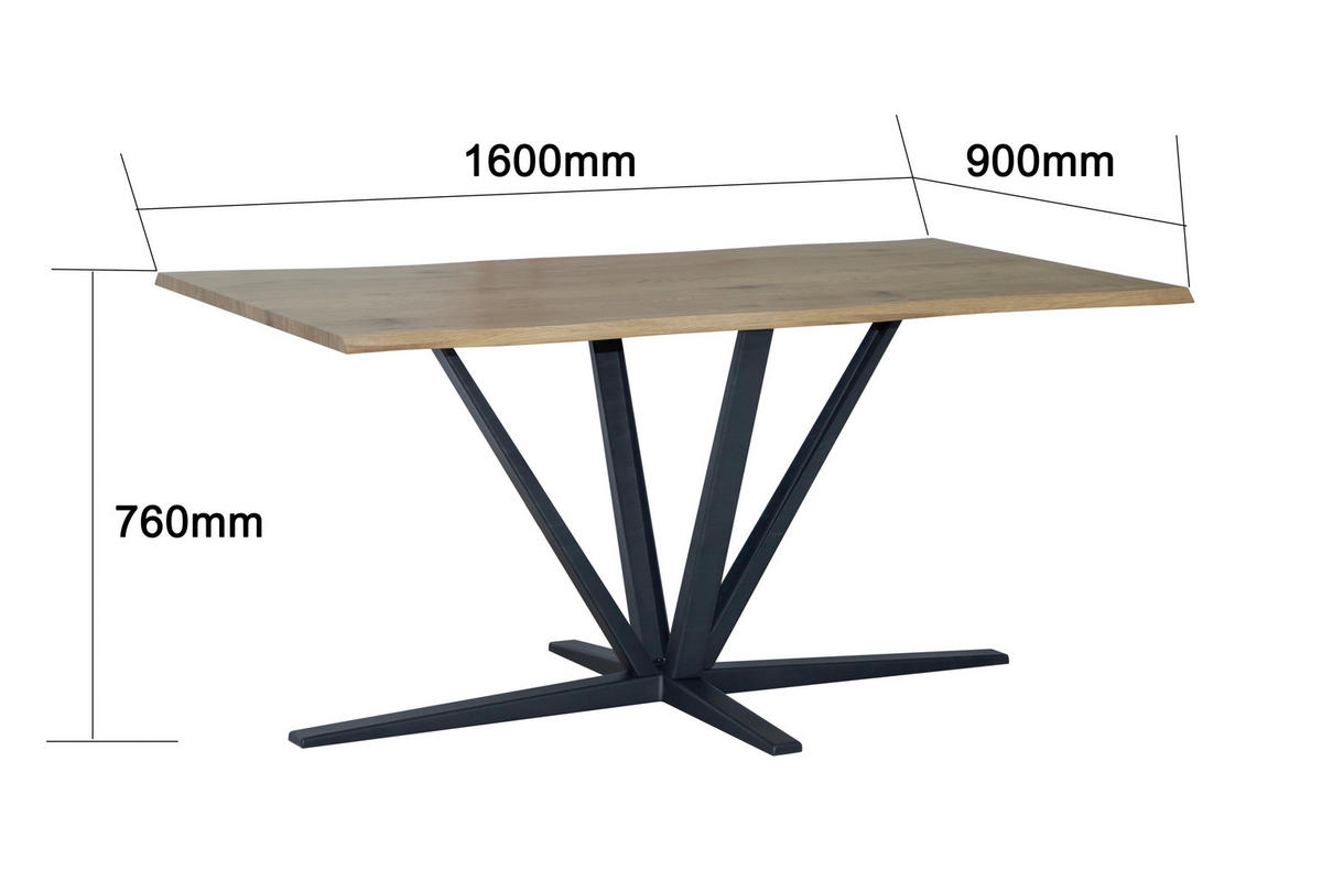 ESSTISCH rechteckig Schwarz, Eichefarben  - Eichefarben/Schwarz, MODERN, Holzwerkstoff/Metall (160/76/90cm) - MID.YOU