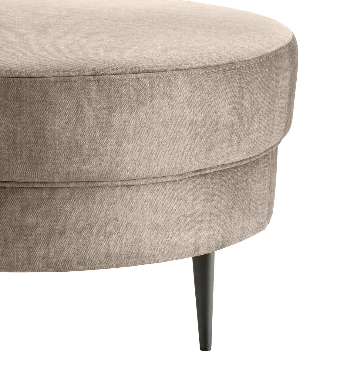 OTTOMANE in Velours Beige  - Beige/Schwarz, Modern, Textil/Metall (211/85/101cm) - Livetastic