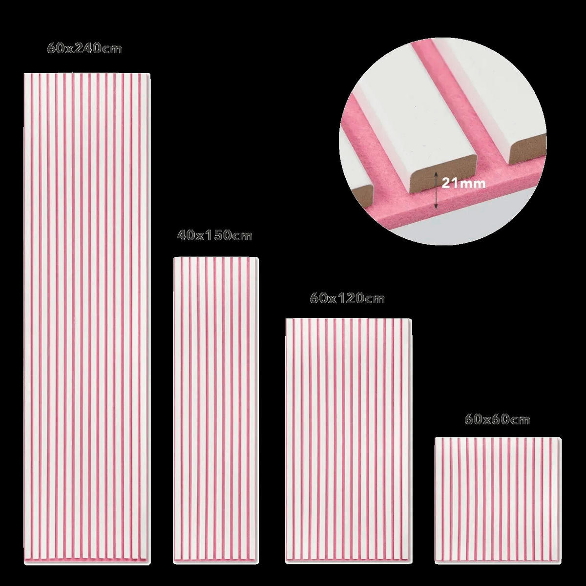 AKUSTIKPANEEL 60/240/2,1 cm  - Pink, Basics, Holzwerkstoff (60/240/2,1cm)