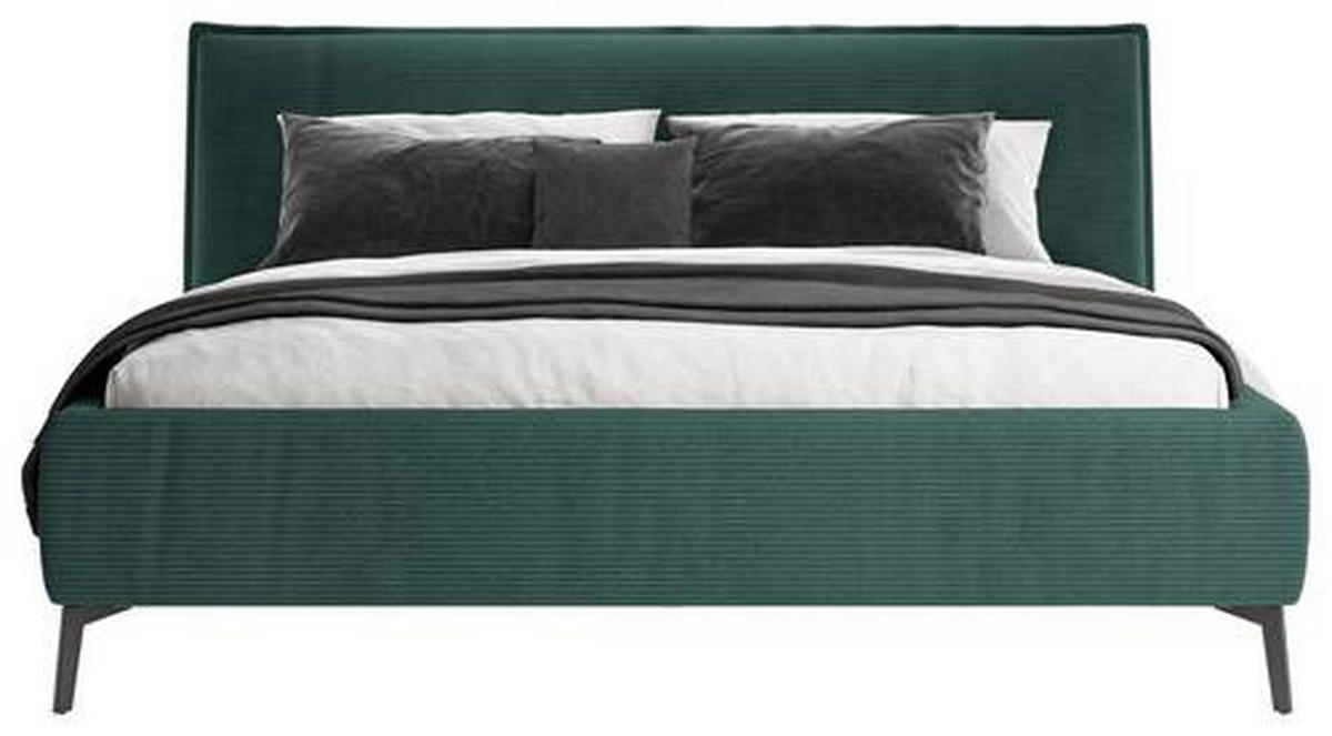 POLSTERBETT gepolstertes Kopfteil 180/200 cm  in Waldgrün  - Waldgrün/Schwarz, Design, Textil/Metall (180/200cm) - Lomoco