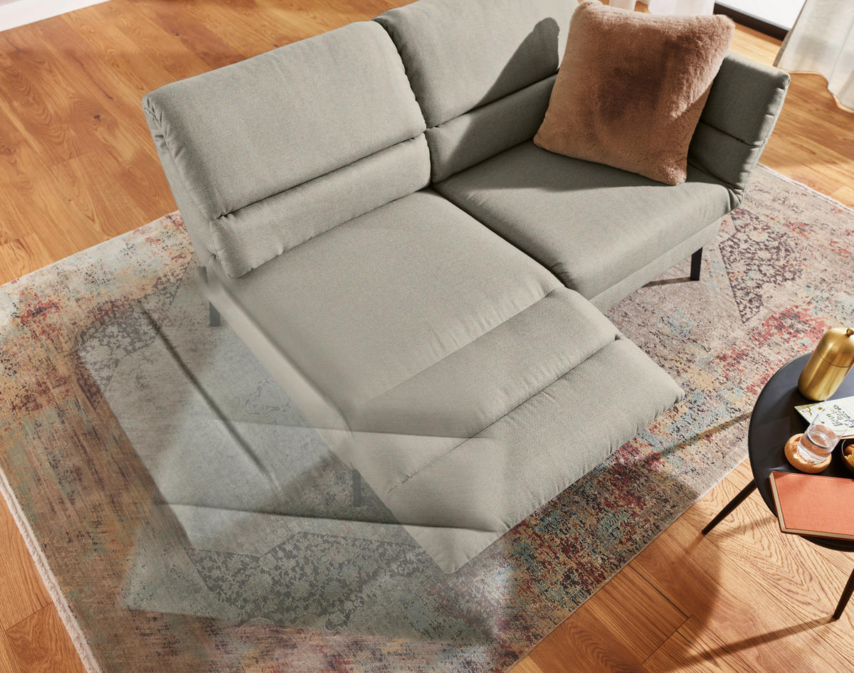 2-SITZER-SOFA Flachgewebe Sandfarben  - Sandfarben/Schwarz, Design, Textil/Metall (178-226/83-113/96-177cm) - Dieter Knoll