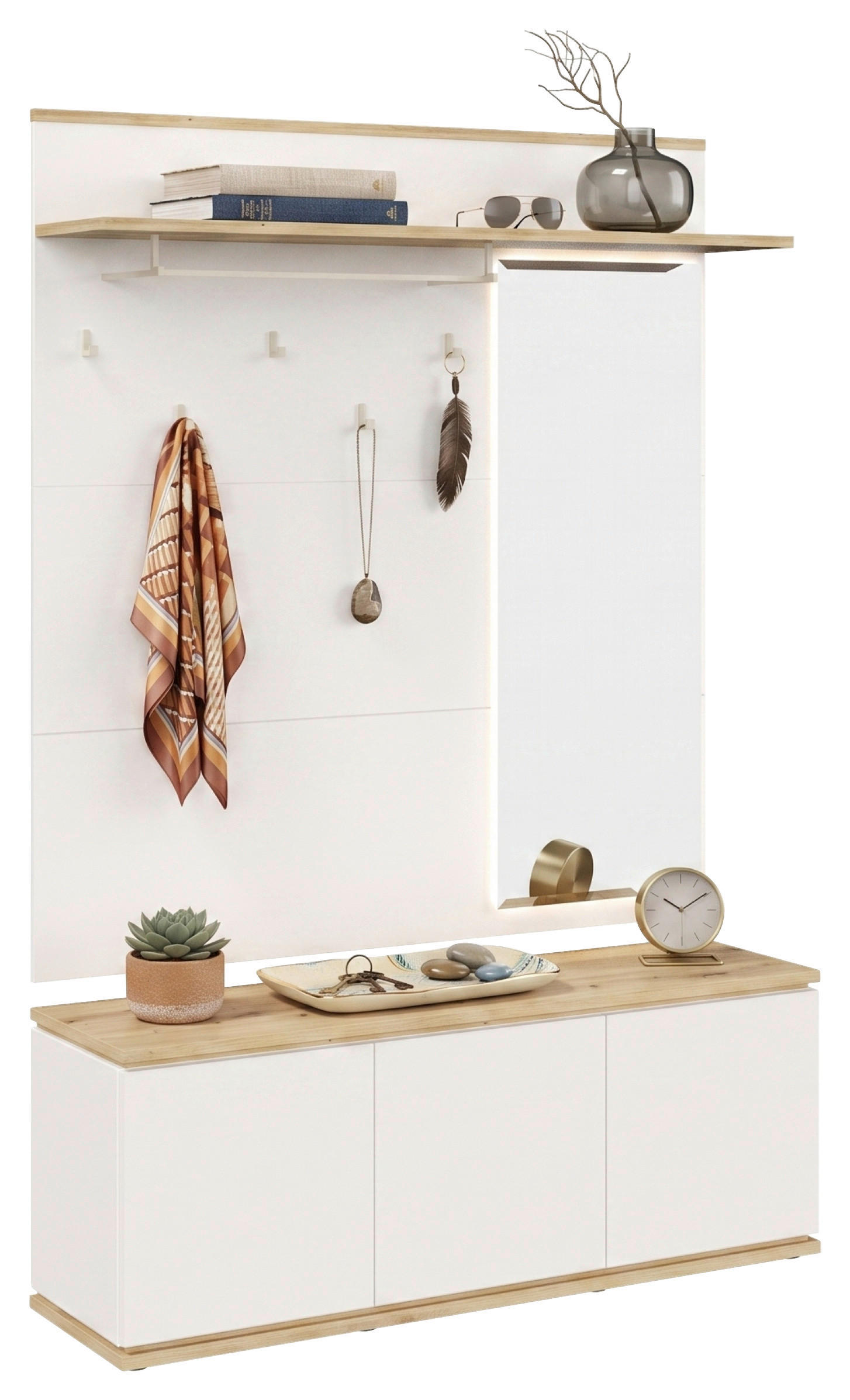 Xora Garderobe Weiß, Eiche Artisan 137.2x200x38 cm