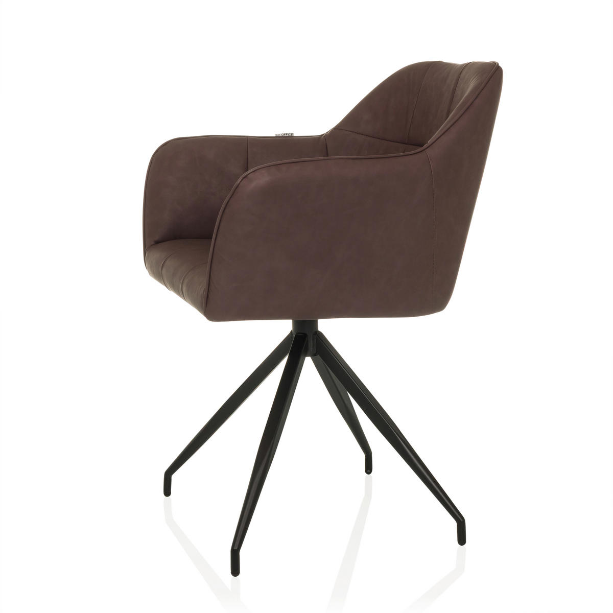ARMLEHNSTUHL  in Lederlook  - Dunkelbraun/Schwarz, MODERN, Leder/Metall (61/90/56cm) - MID.YOU