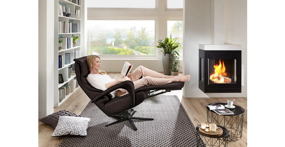 RELAXSESSEL in Leder Dunkelbraun - Dunkelbraun/Schwarz, Design, Leder/Metall (75/106/88cm) - Dieter Knoll