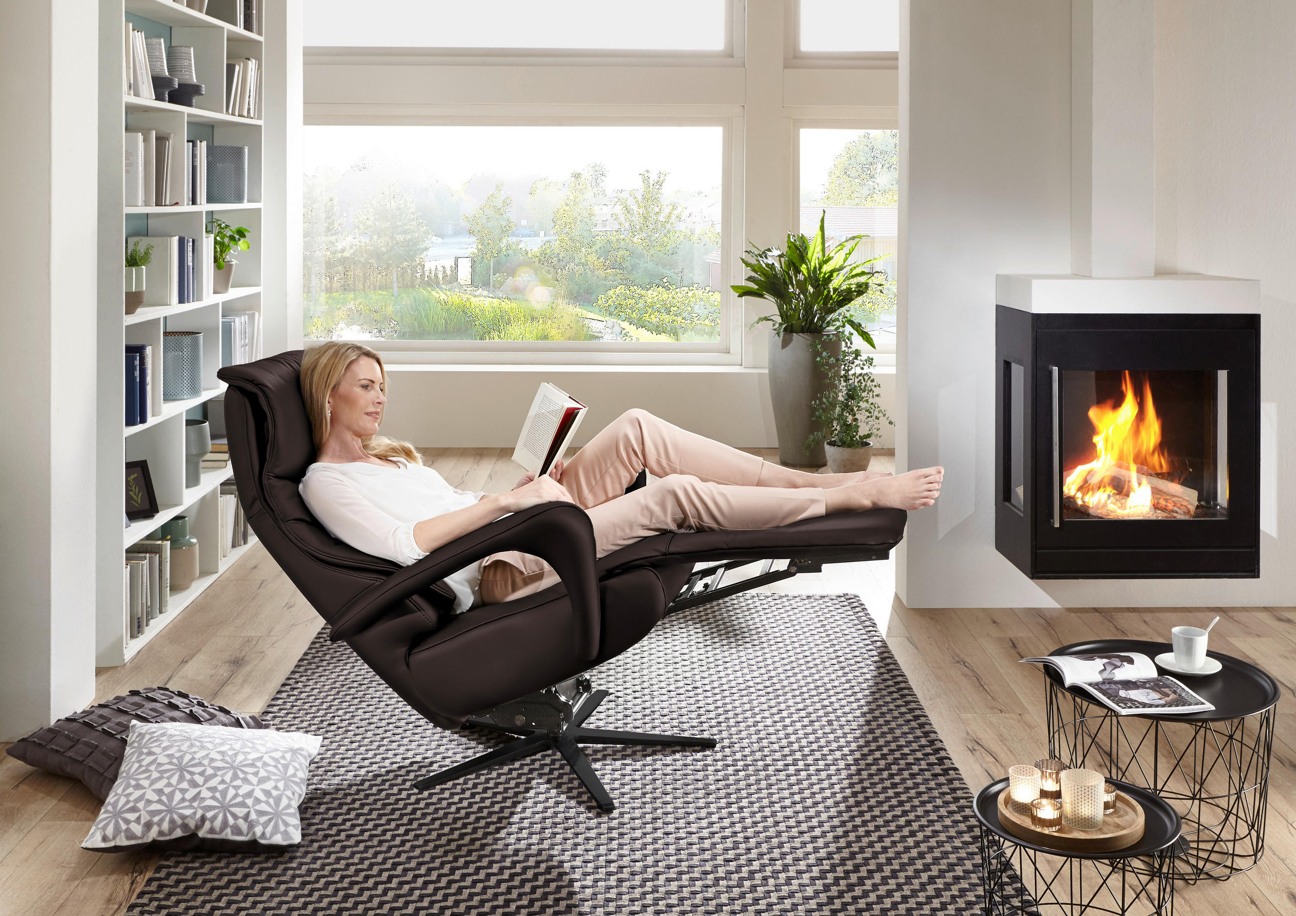 RELAXSESSEL in Leder Dunkelbraun  - Dunkelbraun/Schwarz, Design, Leder/Metall (75/106/88cm) - Dieter Knoll