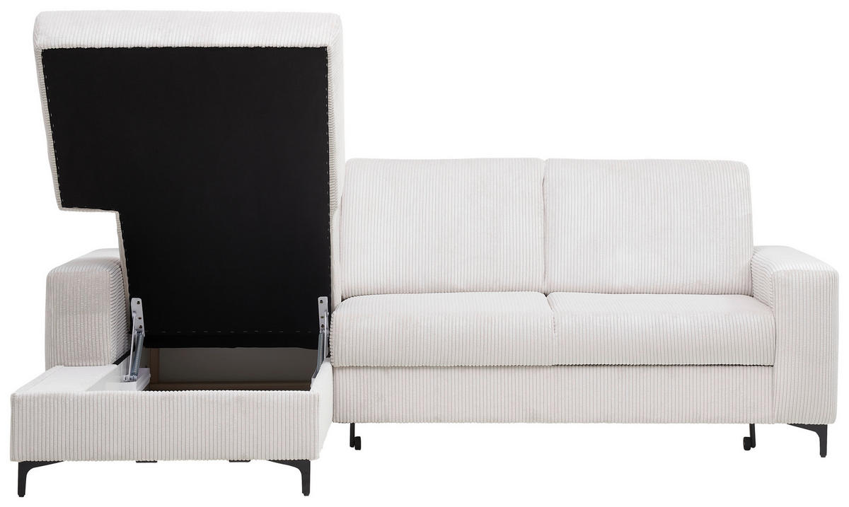 ECKSOFA in Cord Weiss, Perlmutt  - Weiss/Perlmutt, Konventionell, Textil/Metall (167/247cm) - Stylife