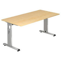 SCHREIBTISCH 160/80/65-85 cm  in Ahornfarben  - Silberfarben/Ahornfarben, KONVENTIONELL, Holzwerkstoff/Metall (160/80/65-85cm) - Venda