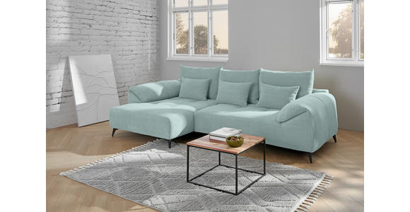 ECKSOFA in Cord Mintgrün  176/311 cm  - Schwarz/Mintgrün, KONVENTIONELL, Textil/Metall (176/311cm) - Carryhome