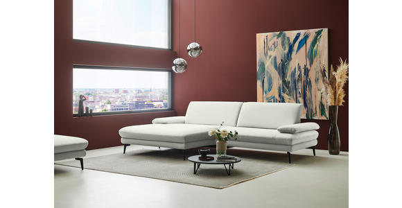 ECKSOFA  in Chenille, Flachgewebe Weiß  180/284 cm  - Schwarz/Weiß, Design, Textil/Metall (180/284cm) - Dieter Knoll