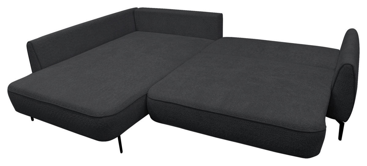 ECKSOFA Dunkelgrau Bouclé  - Dunkelgrau/Creme, Design, Textil/Metall (204/273cm) - MID.YOU