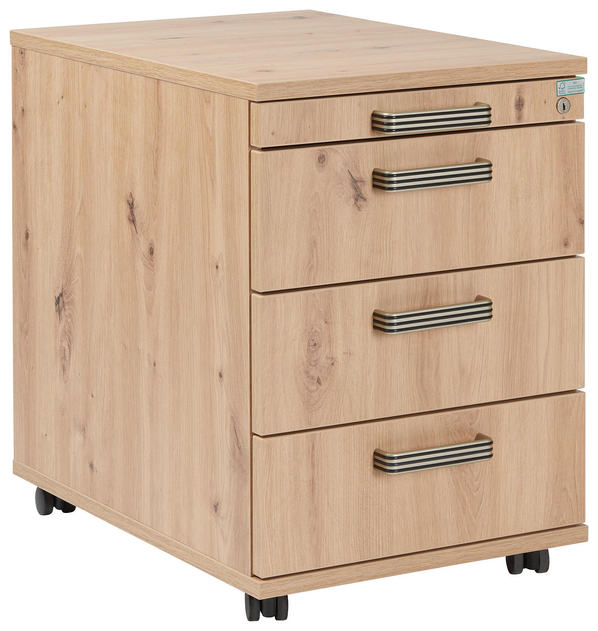 ROLLCONTAINER 42,8/59/58 cm  - Eichefarben/Alufarben, KONVENTIONELL, Holzwerkstoff/Kunststoff (42,8/59/58cm) - Venda