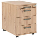 ROLLCONTAINER 42,8/59/58 cm  - Eichefarben/Alufarben, KONVENTIONELL, Holzwerkstoff/Kunststoff (42,8/59/58cm) - Venda