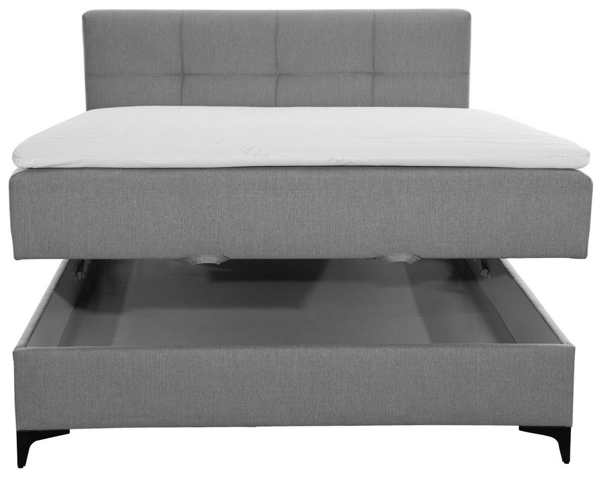 POLSTERBETT Bettkasten, Topper 140/200 cm  in Grau  - Schwarz/Grau, MODERN, Textil/Metall (140/200cm) - MID.YOU