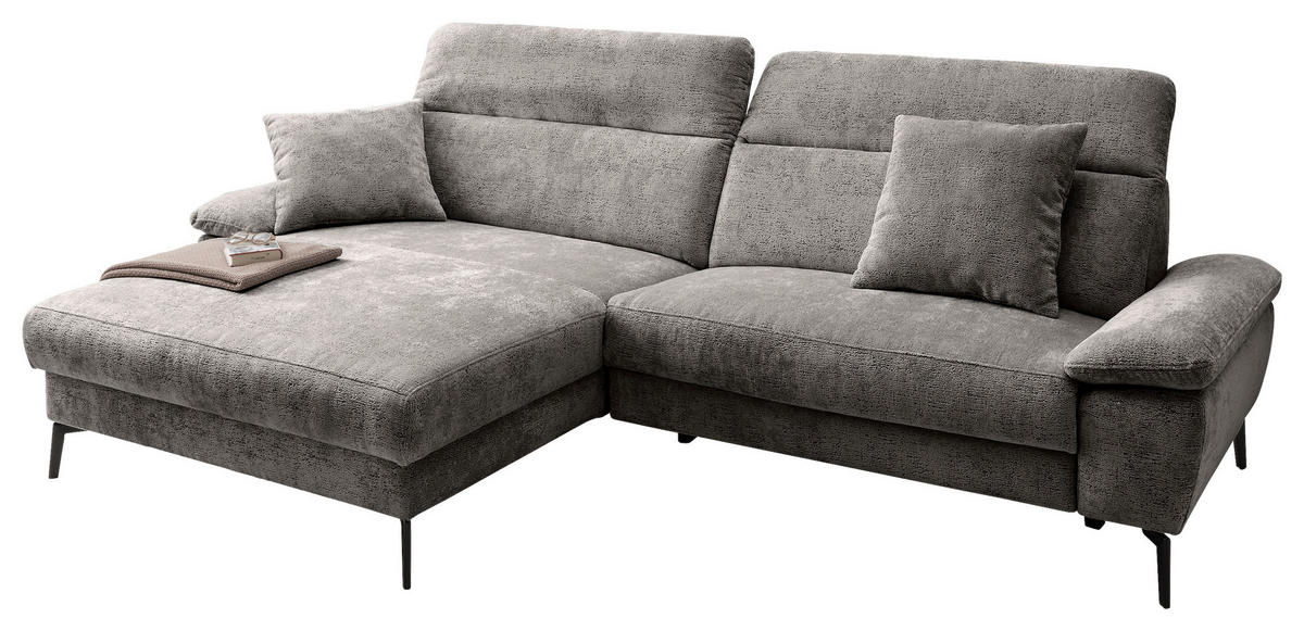 ECKSOFA Chenille Anthrazit  - Anthrazit/Schwarz, Konventionell, Textil/Metall (178/300cm) - Livetastic