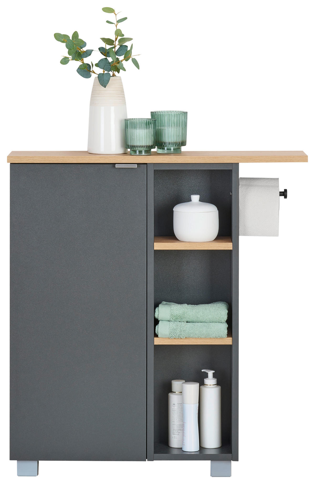 MIDISCHRANK 70,7/76,8/17 cm  - Anthrazit/Silberfarben, Basics, Holzwerkstoff/Kunststoff (70,7/76,8/17cm) - home24