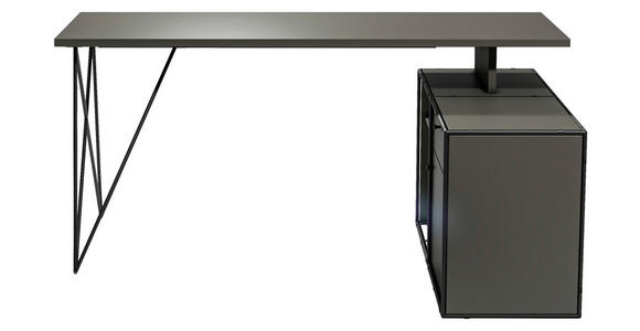 ECKSCHREIBTISCH 160/115/75 cm in Anthrazit, Schwarz - Anthrazit/Schwarz, Design, Holzwerkstoff/Metall (160/115/75cm) - Novel