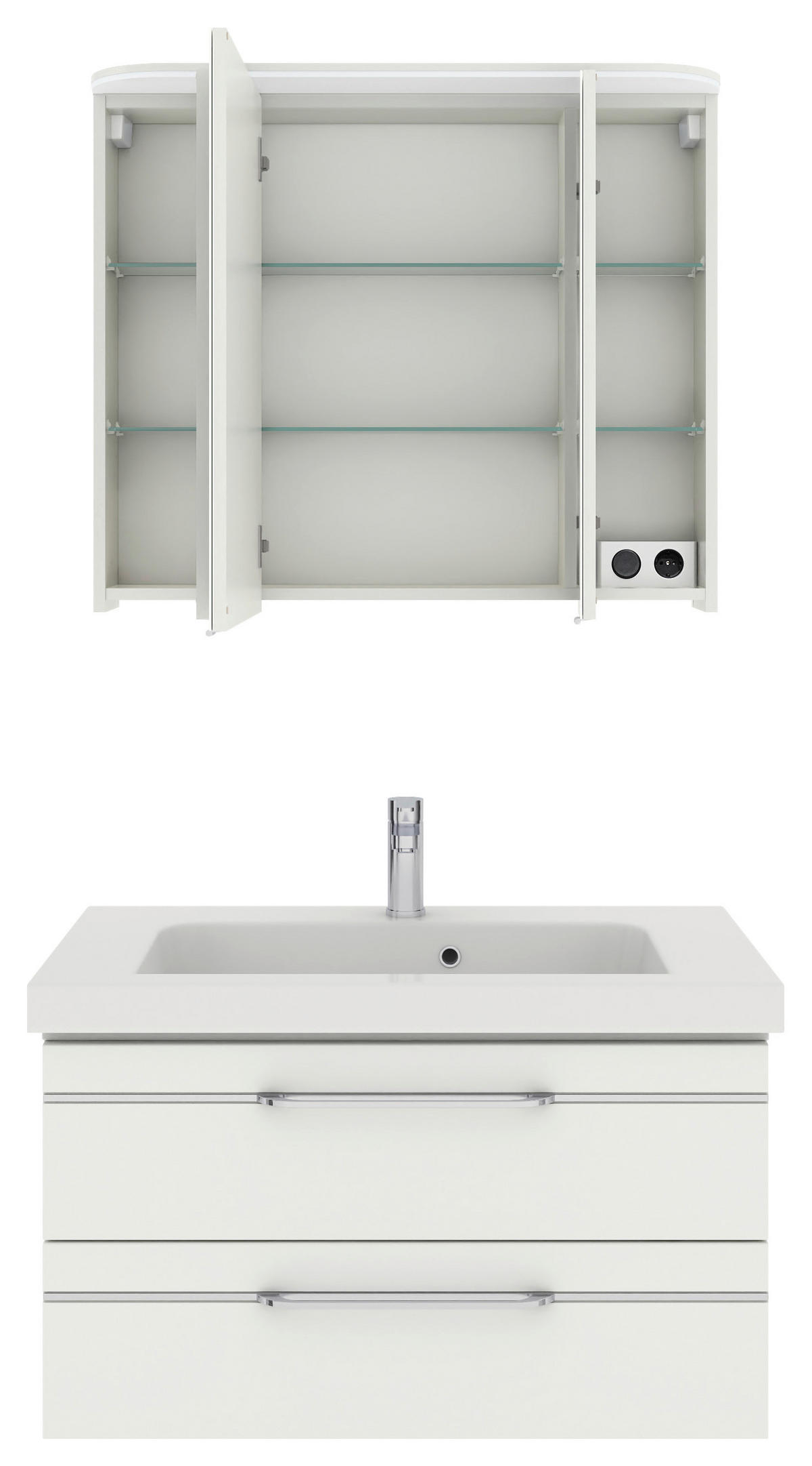 BADEZIMMER 3-teilig  in 92 cm  - Chromfarben/Weiß Hochglanz, KONVENTIONELL, Glas/Holzwerkstoff (92cm) - Pelipal