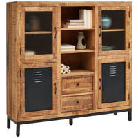 HIGHBOARD Naturfarben, Schwarz  145/145/40 cm  - Schwarz/Naturfarben, Lifestyle, Glas/Holz (145/145/40cm) - Landscape