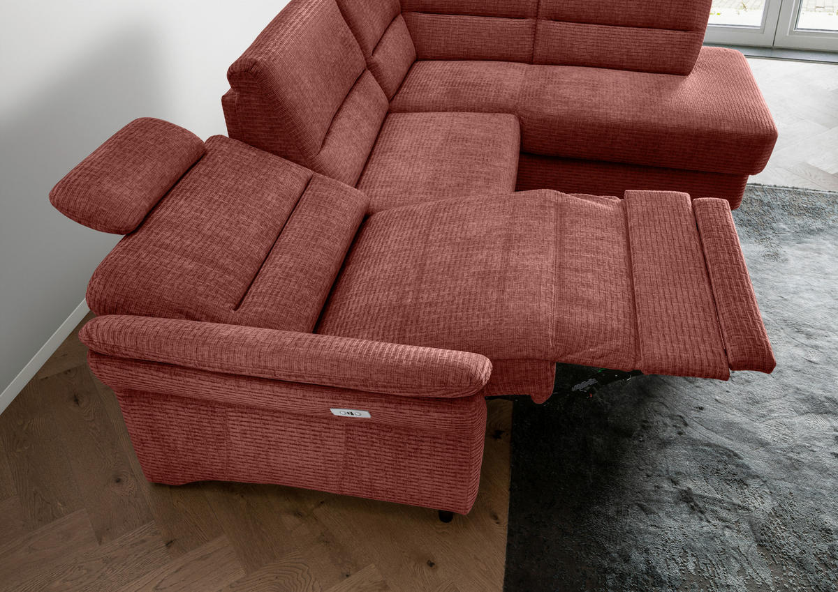 ECKSOFA Koralle Mikrofaser  - Koralle/Schwarz, MODERN, Holz/Textil (266/190cm) - Livetastic