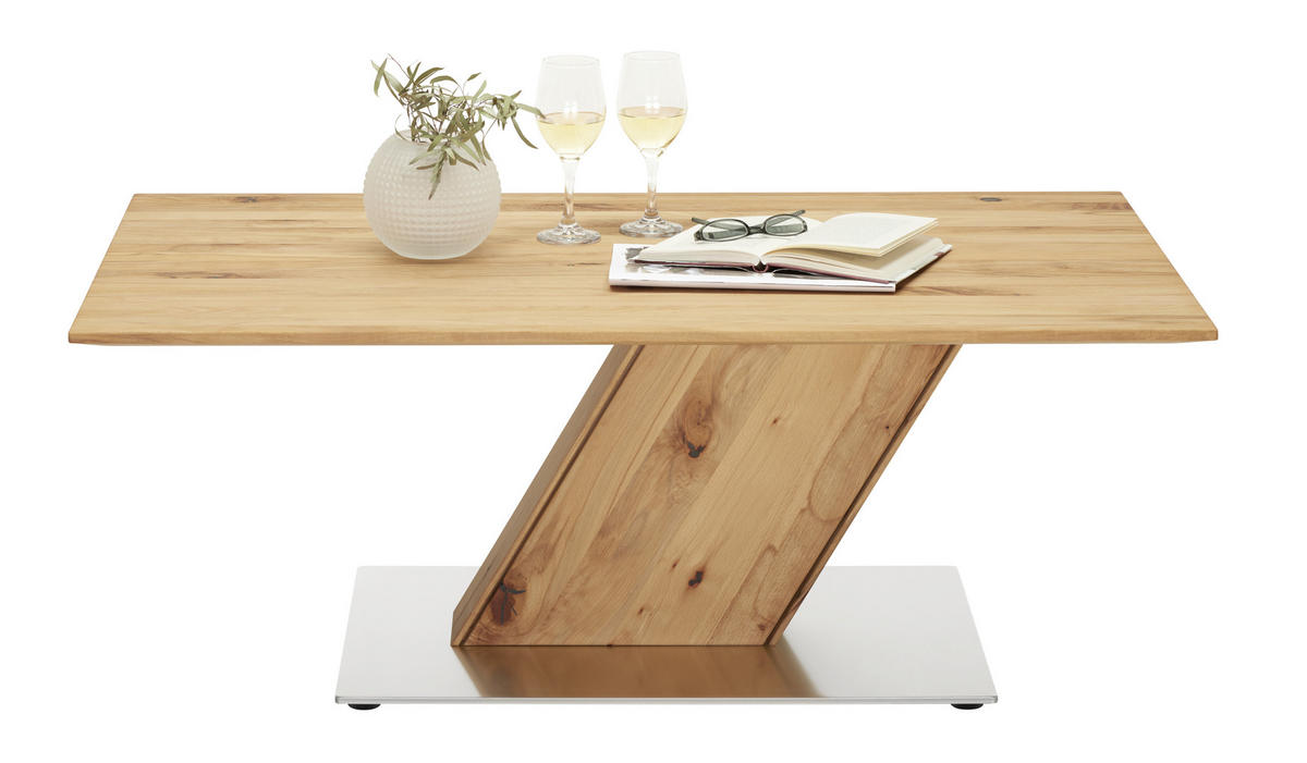COUCHTISCH in Holz, Metall 115/65/45 cm  - Edelstahlfarben/Buchefarben, Natur, Holz/Metall (115/65/45cm) - Valnatura