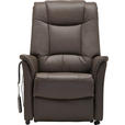 FERNSEHSESSEL  mit Relaxfunktion, Aufstehhilfe Kombination Echtleder/Lederlook Lederlook Braun  - Schwarz/Braun, KONVENTIONELL, Kunststoff/Textil (77/109-85/87-158cm) - Cantus
