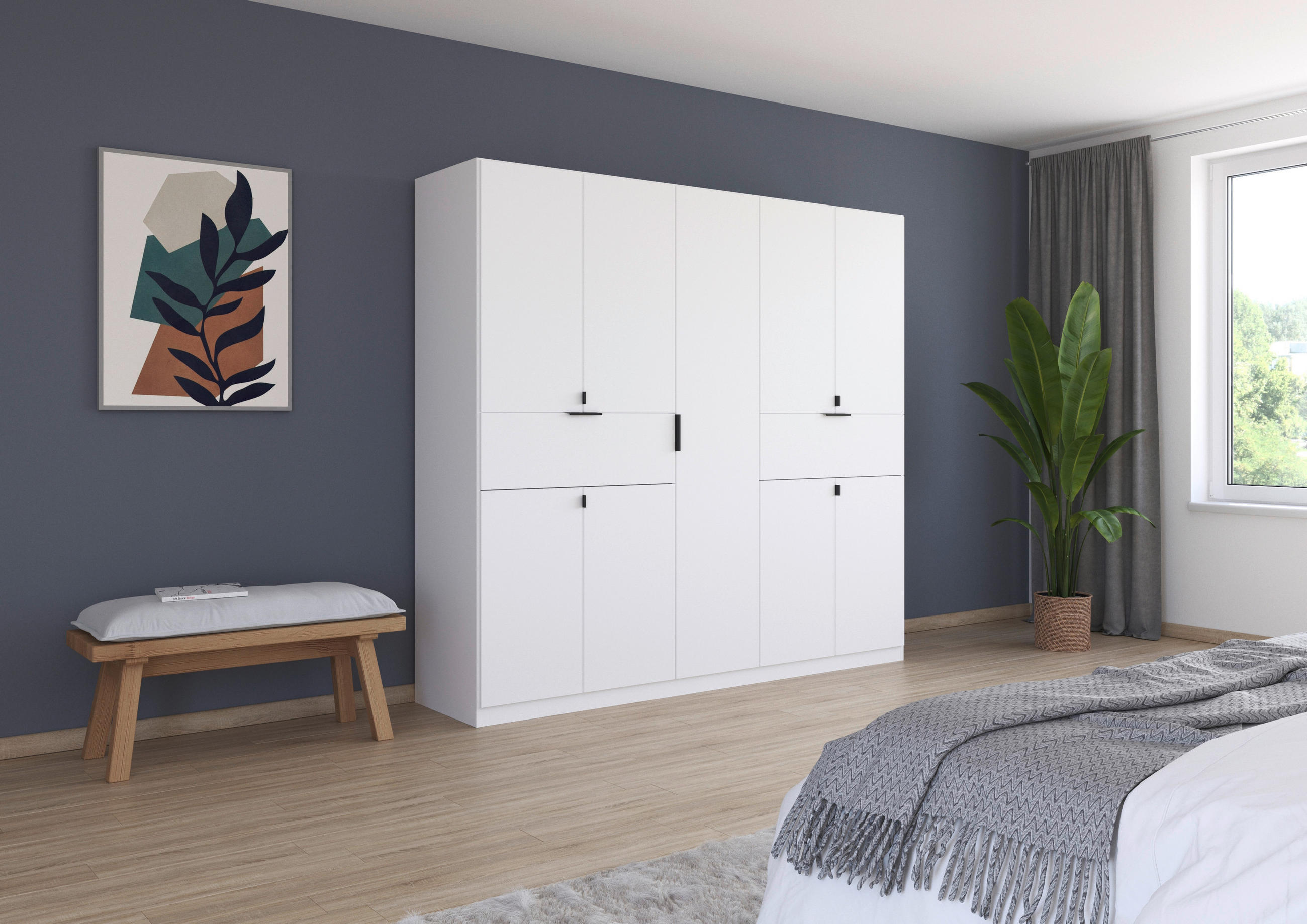 DREHTÜRENSCHRANK in Weiss - Weiss, Modern, Holzwerkstoff/Metall (226/210/54cm) - Rauch Möbel