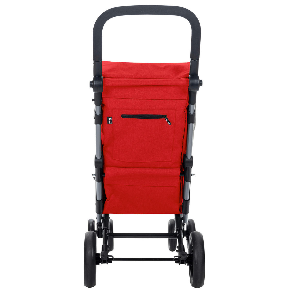 EINKAUFSTROLLEY  - Silberfarben/Rot, Trend, Textil/Metall (42/102/62cm) - Milino