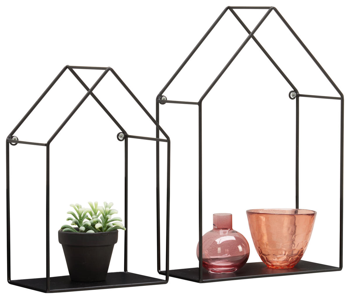 SADA NÁSTĚNNÝCH REGÁLŮ, černá - černá, Trend, kov (25/19,5/39/30,5/12/12cm) - Landscape