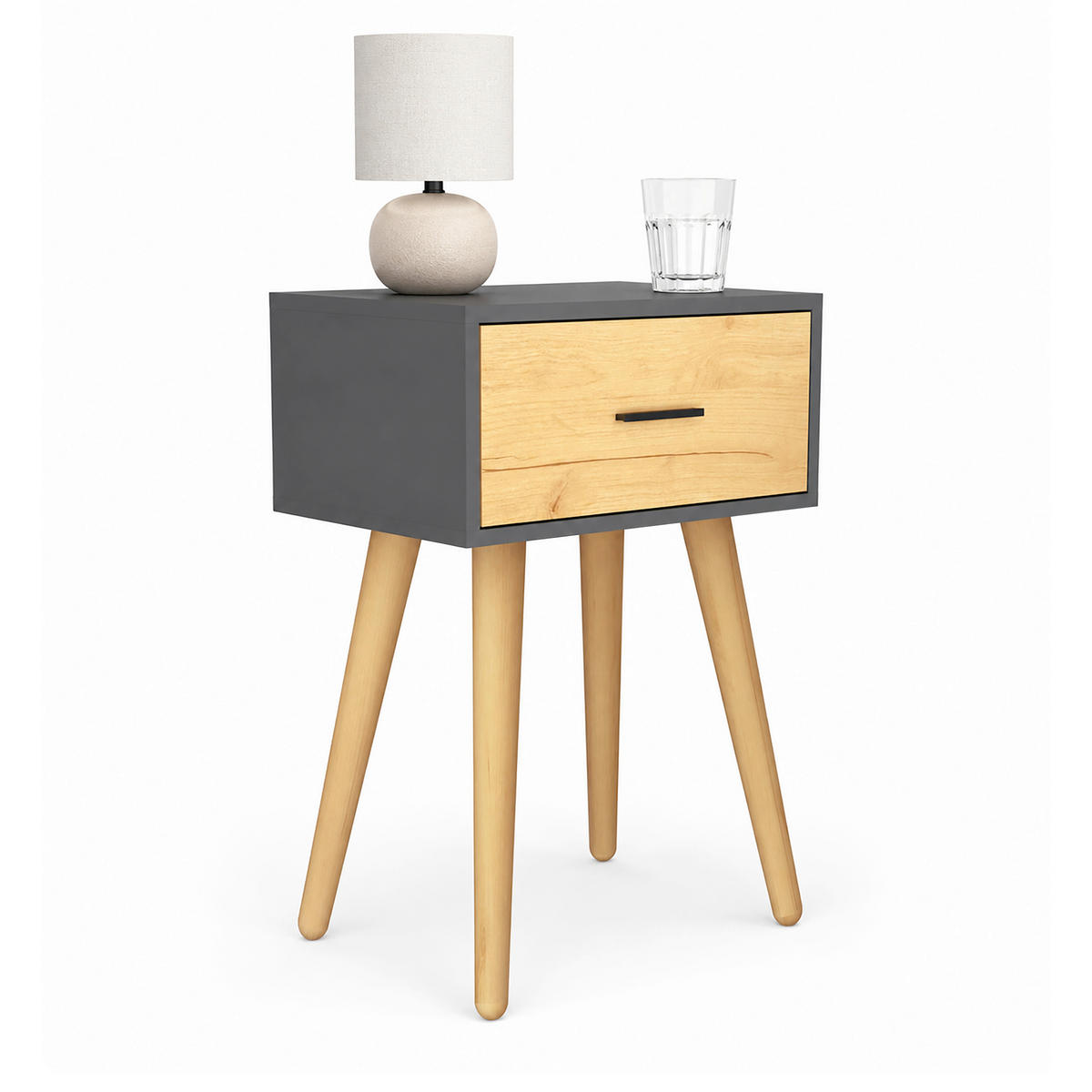 NACHTTISCH 45/56/30 cm, Anthrazit, Honigeiche,  - Honigeiche/Anthrazit, MODERN, Holzwerkstoff/Metall (45/56/30cm) - Livetastic