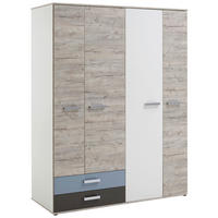 DREHTÜRENSCHRANK 4-türig Braun, Weiß, Hellgrau, Hellblau  - Silberfarben/Hellgrau, MODERN, Holzwerkstoff/Kunststoff (150/194/60cm) - MID.YOU