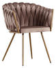 STOLIČKA S PODRÚČKAMI, zamat, hnedá - hnedá/zlatá, Lifestyle, kov/textil (60/78/55cm) - Ambia Home