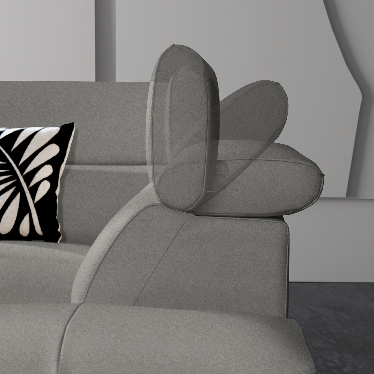 ROHOVÁ SEDAČKA, kůže, šedá - šedá/černá, Design, kov/kůže (225/281cm) - Celina Home