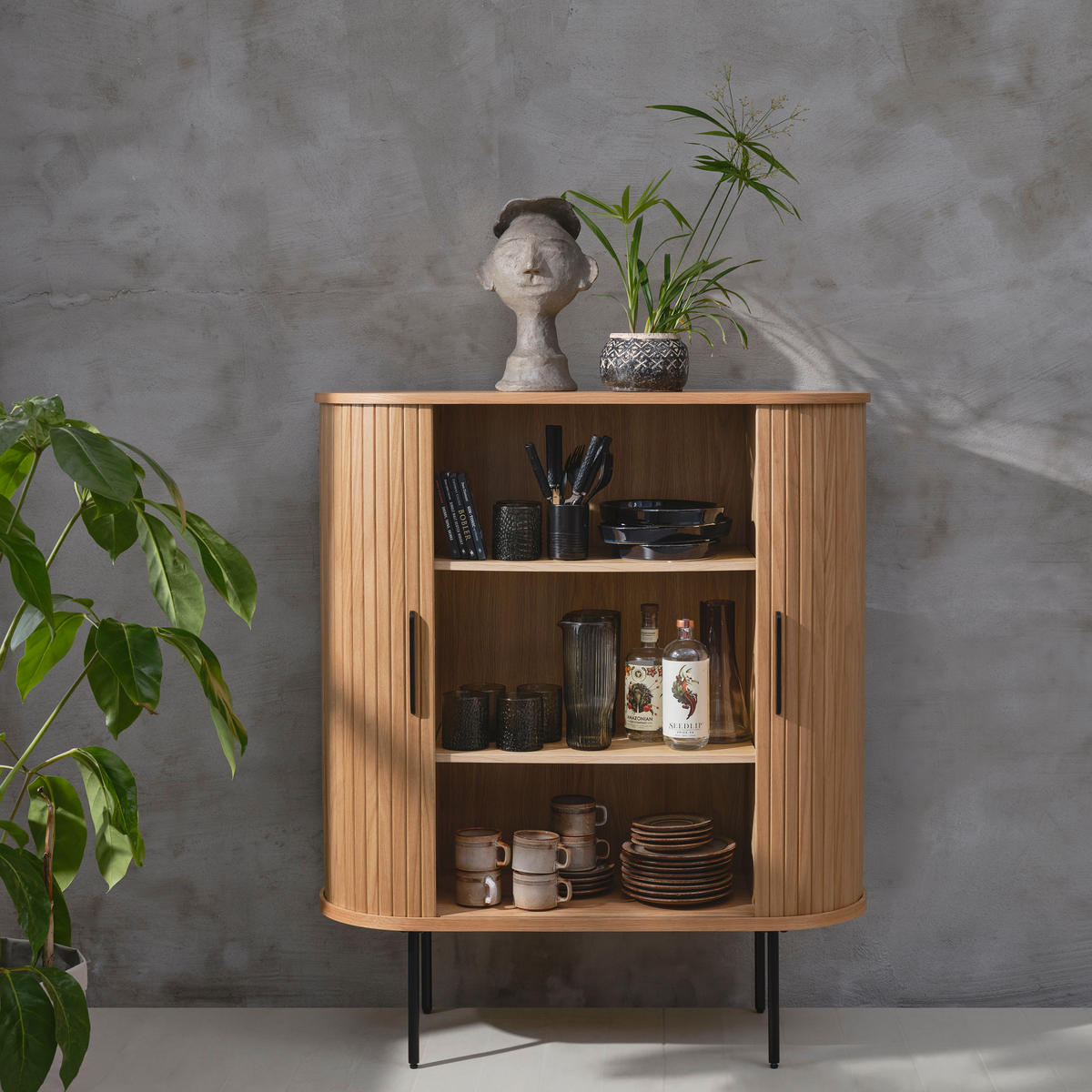 HIGHBOARD  in 100/118/40 cm  - Eichefarben/Schwarz, Trend, Holz/Holzwerkstoff (100/118/40cm) - home24