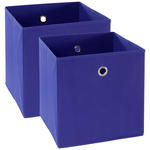Faltbox 2er Set Metall, Textil, Karton Blau, Silberfarben  - Blau/Silberfarben, Design, Karton/Textil (32/32/32cm) - Carryhome