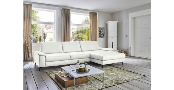 ECKSOFA in Echtleder Weiß 334/176 cm - Schwarz/Weiß, Design, Leder/Metall (334/176cm) - Dieter Knoll
