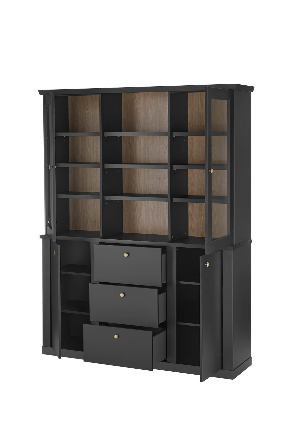 BUFFET 158/201/42 cm  in  - Eichefarben/Messingfarben, Design, Holzwerkstoff/Metall (158/201/42cm) - MID.YOU