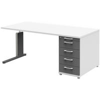 SCHREIBTISCH 160/80/72-78 cm  in Anthrazit, Weiß  - Anthrazit/Weiß, Design, Holzwerkstoff/Metall (160/80/72-78cm) - Moderano
