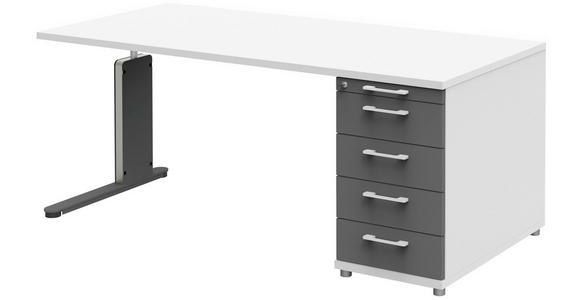 SCHREIBTISCH 160/80/72-78 cm in Anthrazit, Weiß - Anthrazit/Weiß, Design, Holzwerkstoff/Metall (160/80/72-78cm) - Moderano