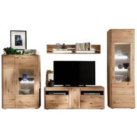 WOHNWAND  in Eichefarben 339/208/50 cm  - Eichefarben/Silberfarben, Design, Glas/Holz (339/208/50cm) - Livetastic