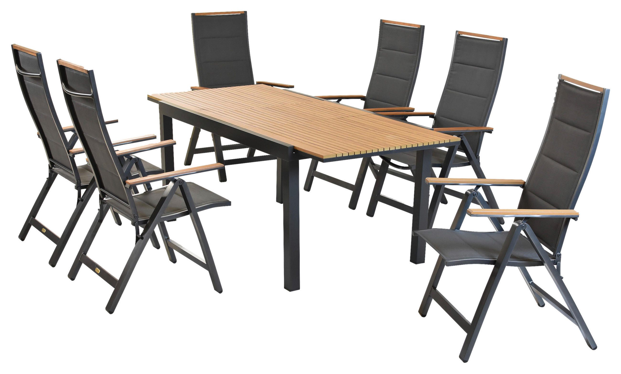 GARTENSET Aluminium  - Graphitfarben/Naturfarben, MODERN, Kunststoff/Textil - Gardenson