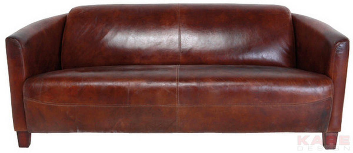 3-SITZER-SOFA  in Echtleder Braun  - Hellbraun/Braun, Design, Leder/Holz (176/70/83cm) - Kare-Design