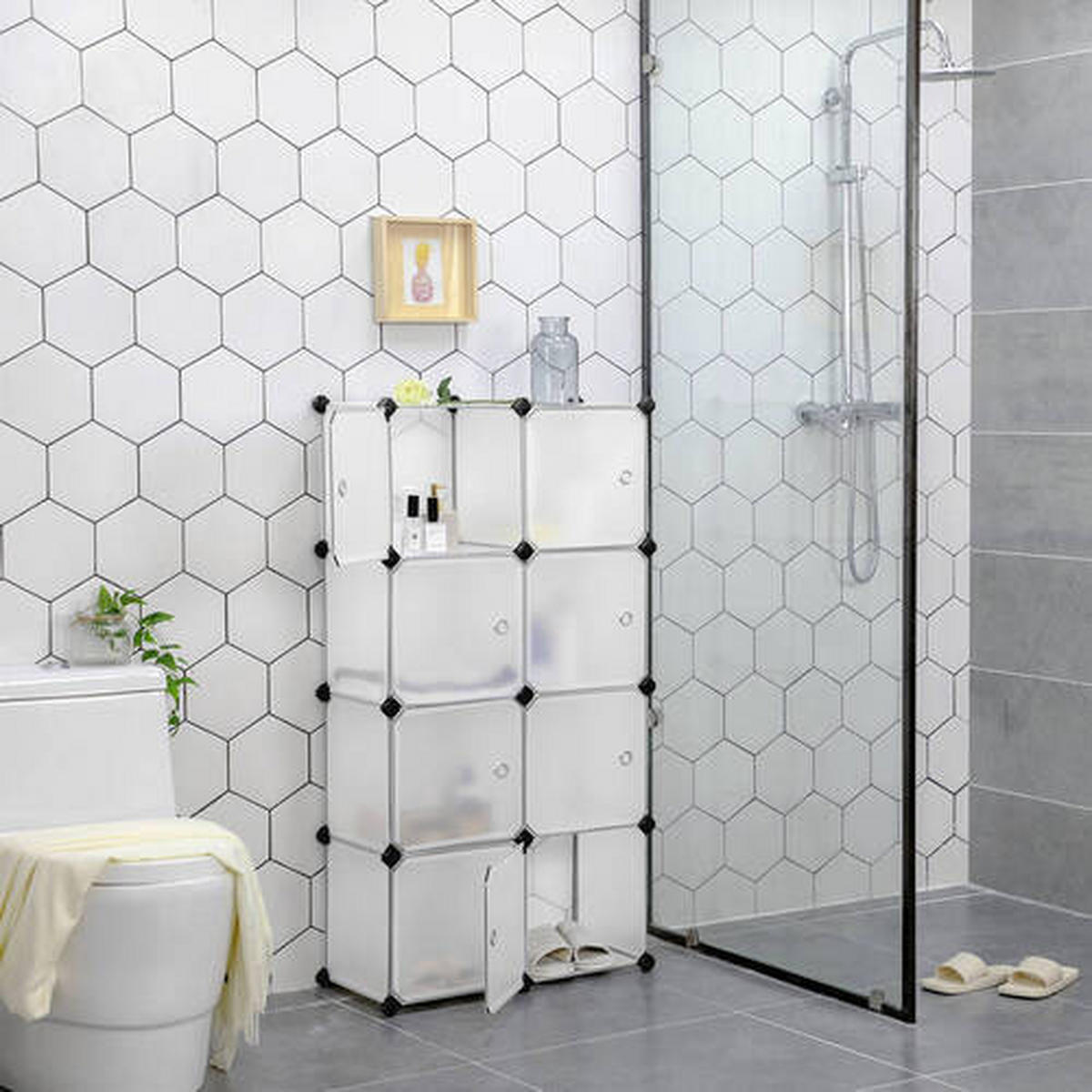 KOMBINÁCIA REGÁLOV, biela, železo, 93/123/31 cm - čierna/biela, Basics, kov/plast (93/123/31cm) - Boxxx