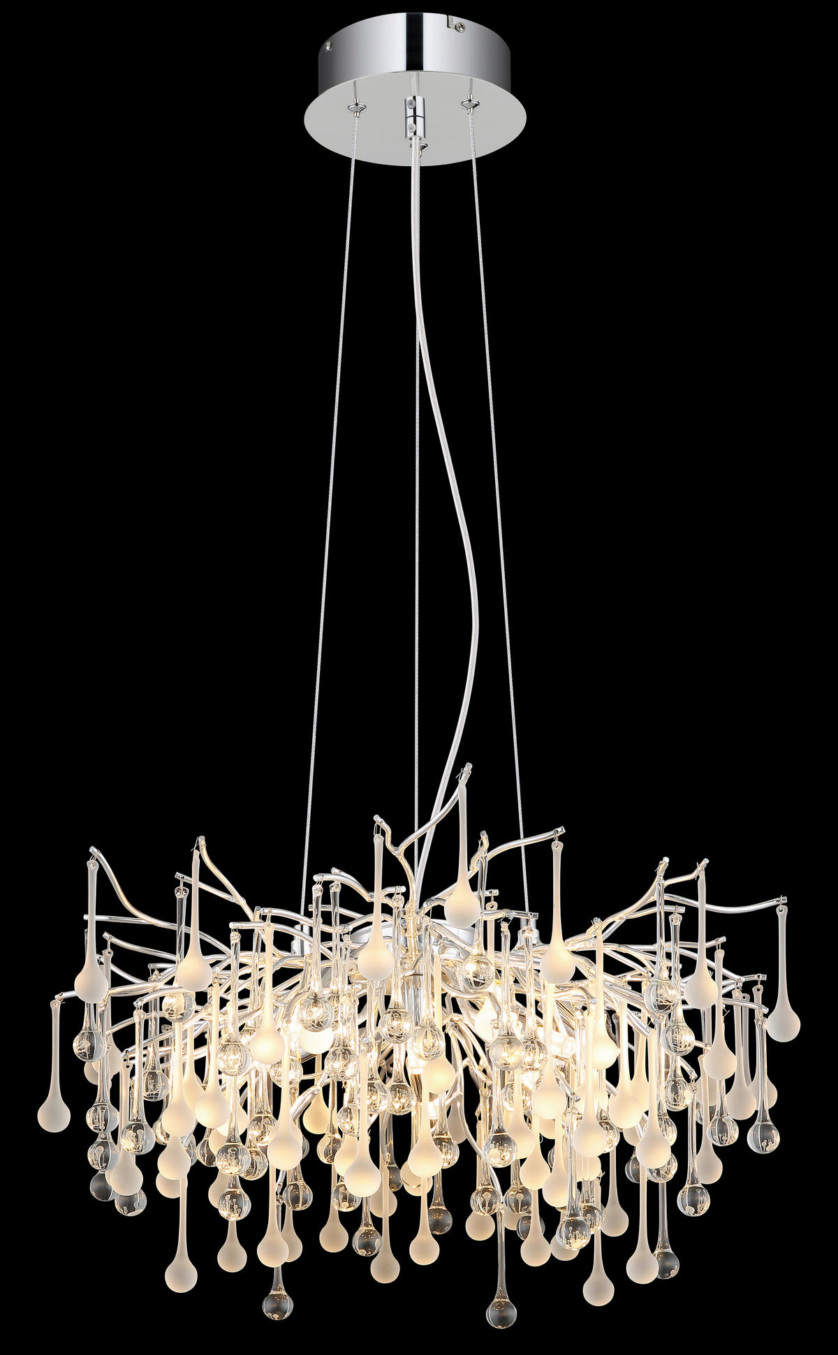 LED-HÄNGELEUCHTE Maxine 60/150 cm   - Klar/Chromfarben, Design, Glas/Metall (60/150cm) - Globo