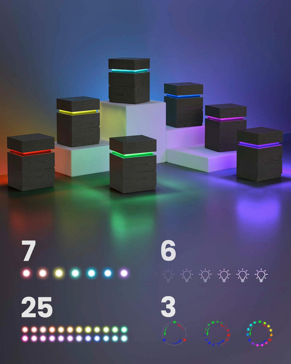 NACHTSCHRANK 40/55/35 cm  - Schwarz, Trend, Holzwerkstoff (40/55/35cm) - Boxxx