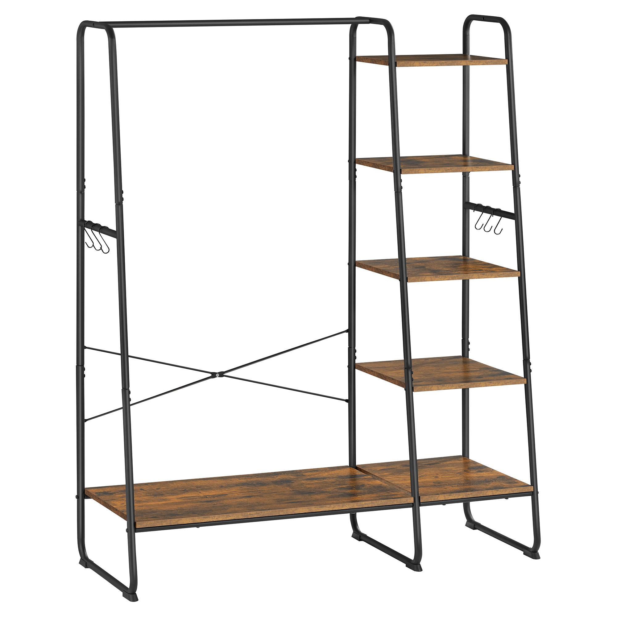 ŠATNÍ STOJAN - tmavě hnědá/černá, Trend, kov/kompozitní dřevo (120/160/45cm) - MID.YOU