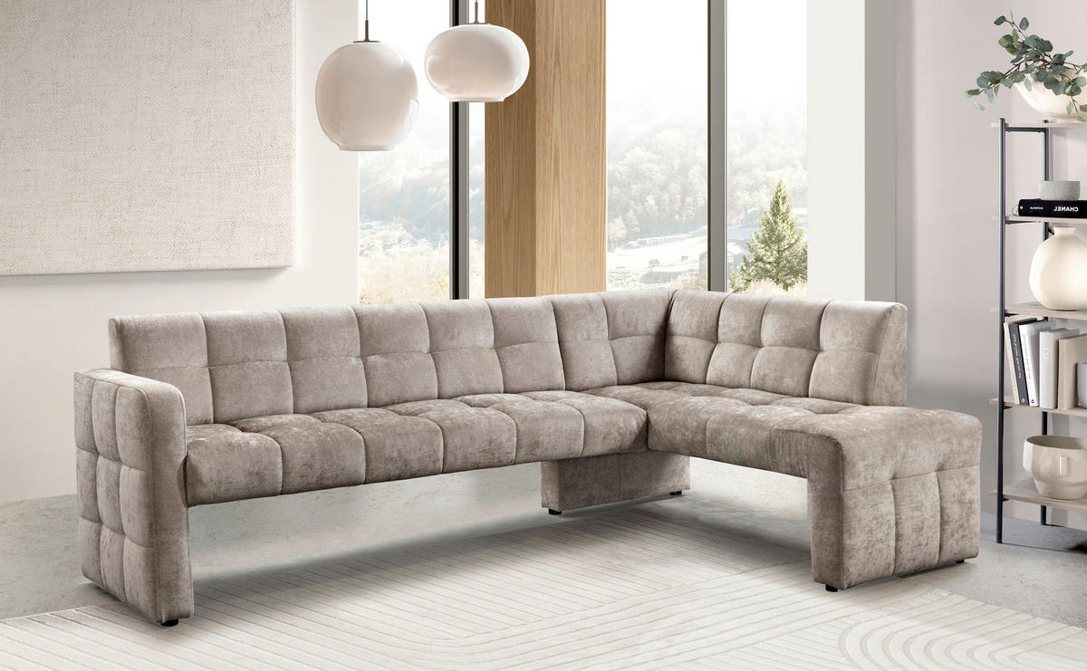 ECKBANK 245/157 cm  in Sandfarben  - Sandfarben/Schwarz, MODERN, Holz/Holzwerkstoff (245/157cm) - Livetastic