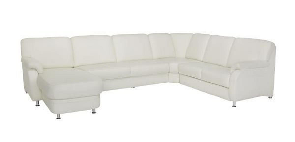 WOHNLANDSCHAFT in Echtleder Weiss  - Weiss/Alufarben, Konventionell, Leder/Metall (165/329/239cm) - Beldomo Premium