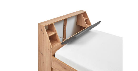 STAURAUMBETT 140/200 cm in Eiche Artisan - Eiche Artisan/Grau, KONVENTIONELL, Holzwerkstoff/Textil (140/200cm) - Carryhome