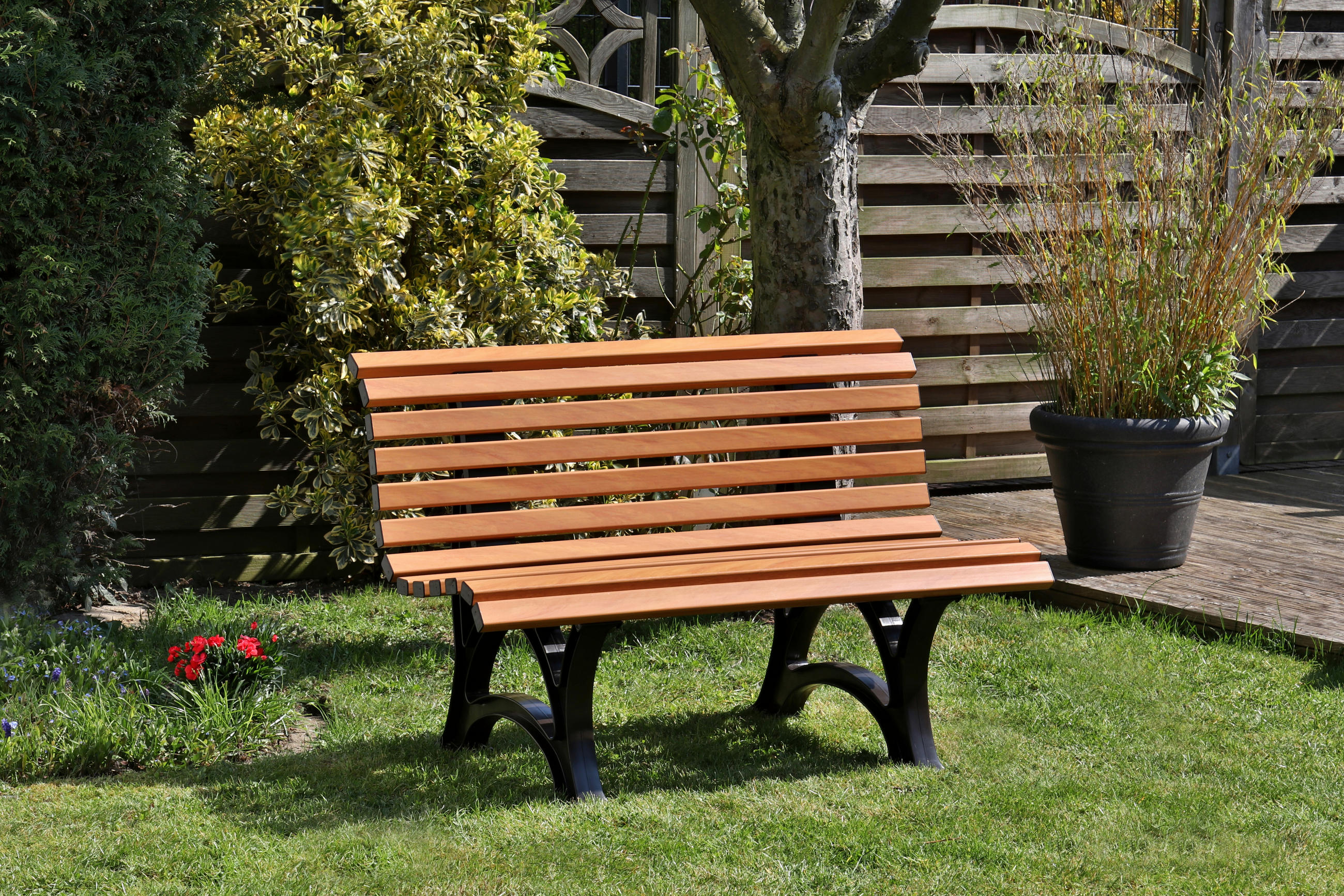 GARTENBANK 120/80/64 cm   - Hellbraun/Dunkelbraun, Basics, Kunststoff (120/80/64cm) - Modante