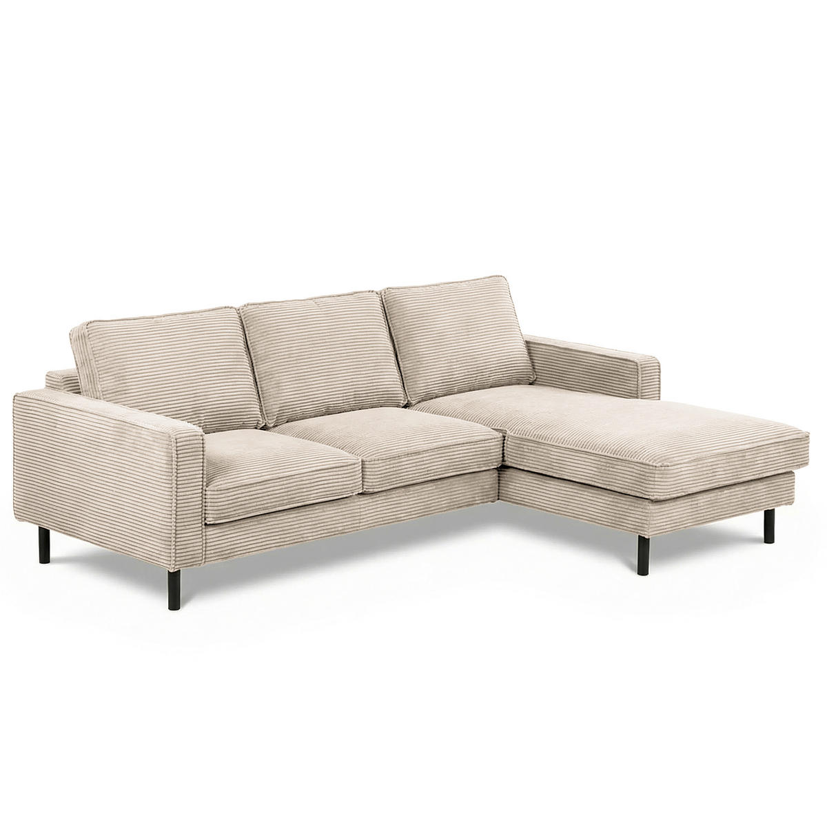 ECKSOFA  in Cord Hellgrau  - Hellgrau/Schwarz, Design, Textil/Metall (238/166cm) - Livetastic